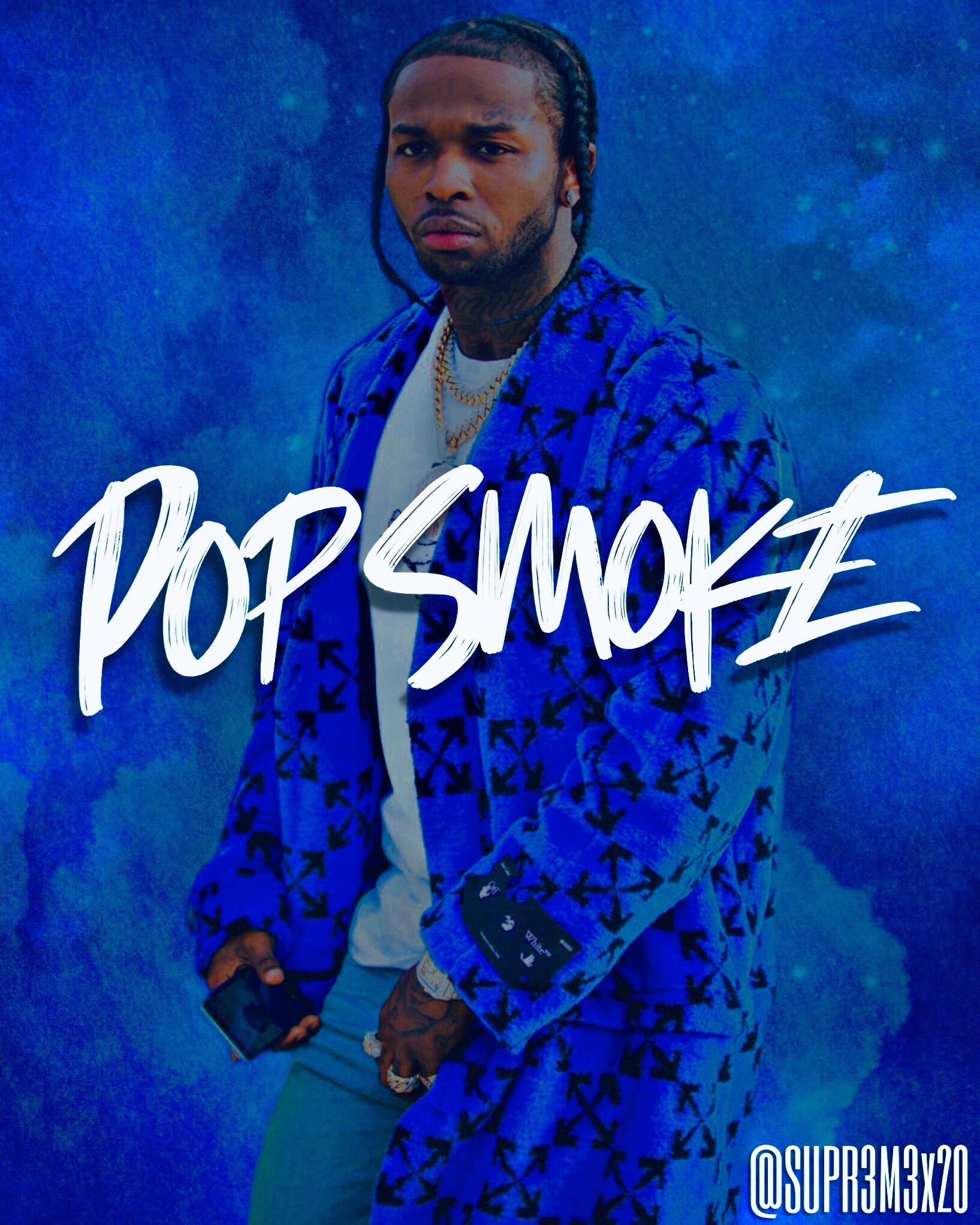 Pop Smoke (Supr3m3z Edit). Smoke wallpaper, Blue aesthetic pastel, Blue background wallpaper