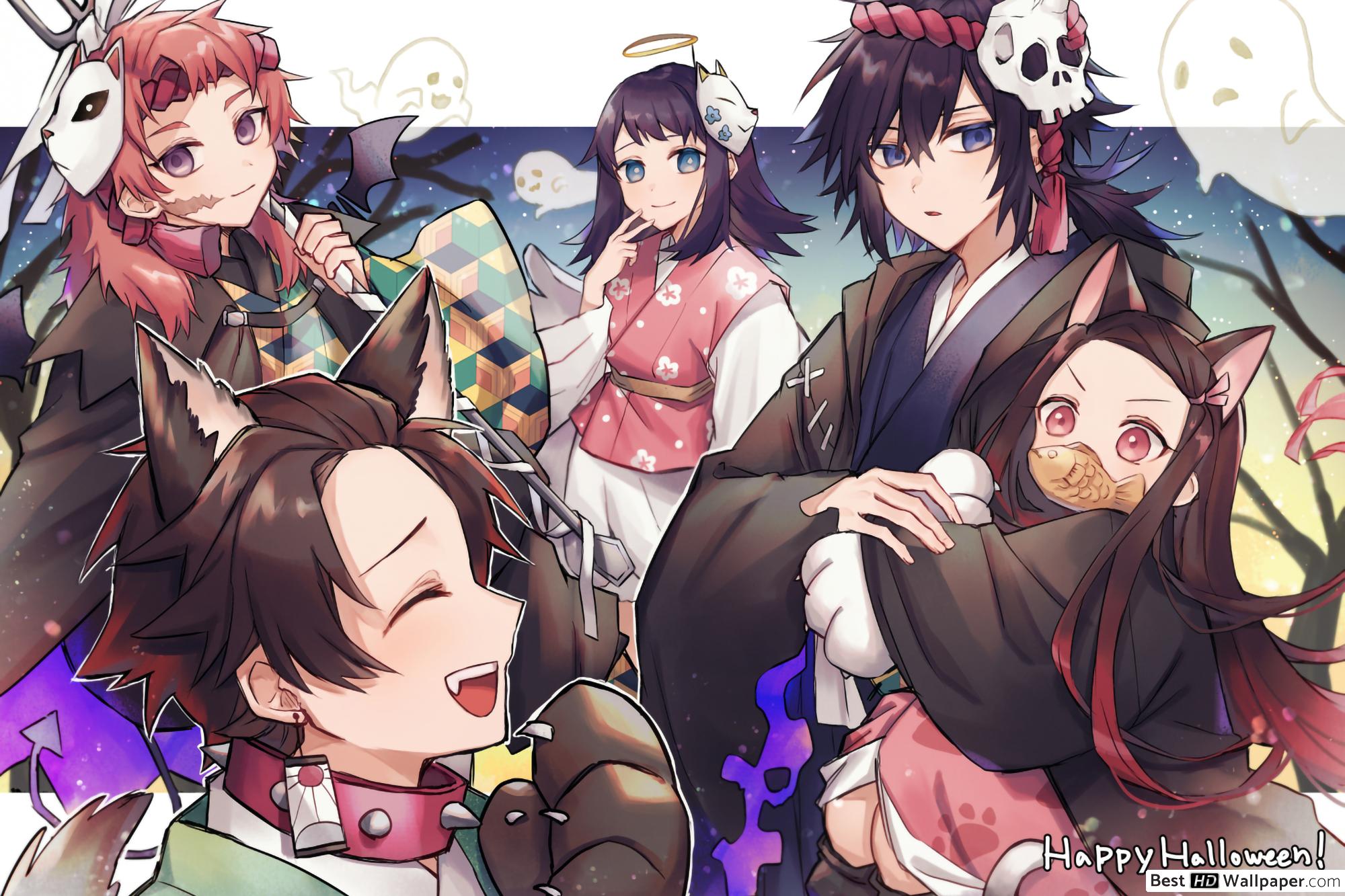 Kimetsu no yaiba halloween HD wallpaper download