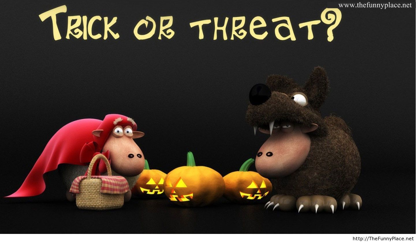 Trick or threat halloween funny wallpaper 2013