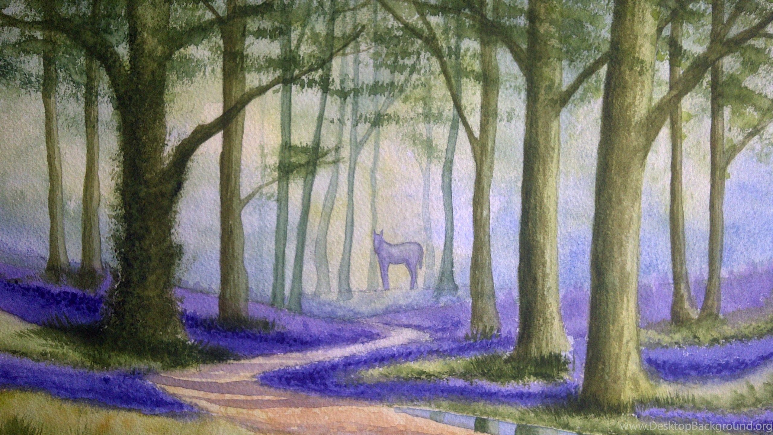 Into The Bluebell Woods By Monikaholloway Desktop Background