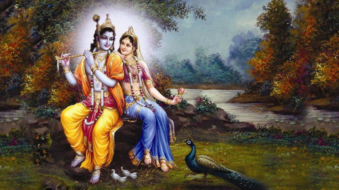 Jai Rahdakrishna Vrindavan Painting. Hindu Gods and Goddesses