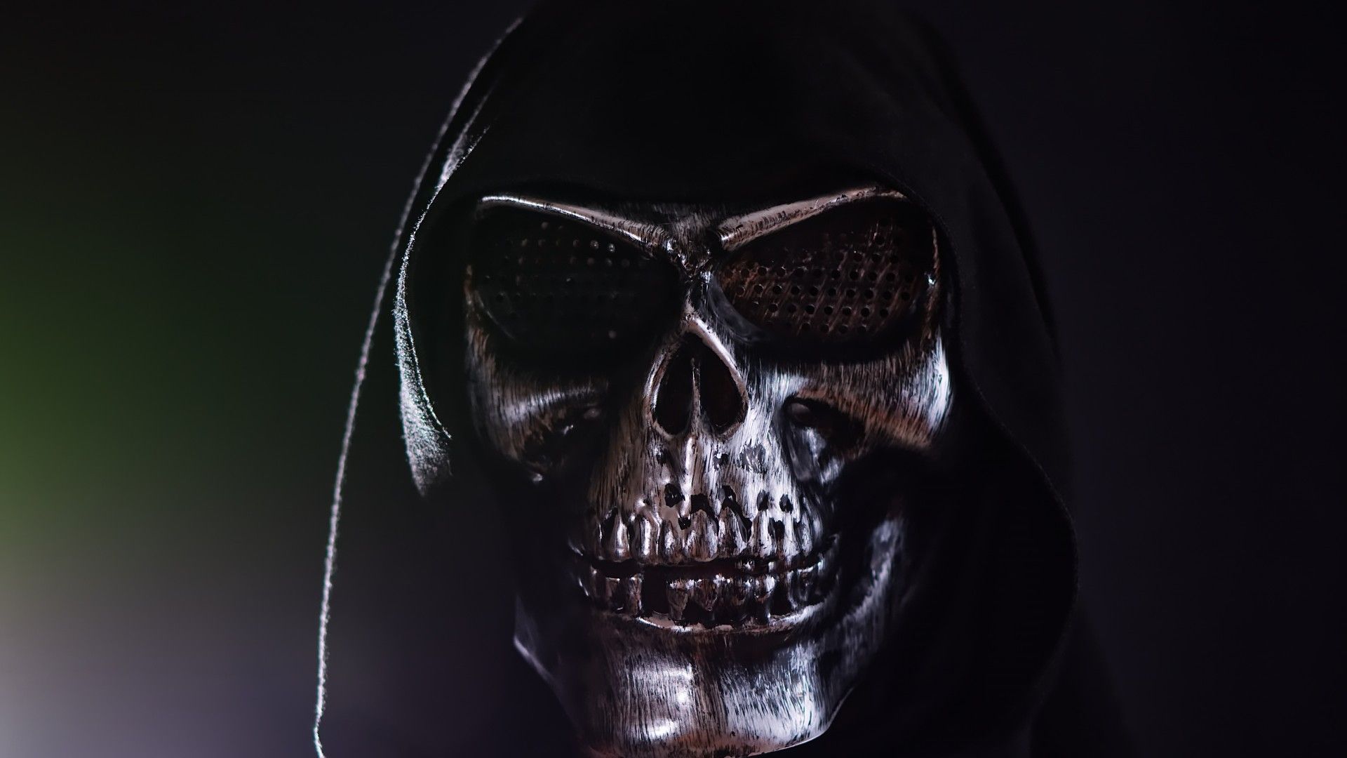 Download 1920x1080 Skull Mask, Black Hoodie, Scary, Horror Wallpaper for Widescreen