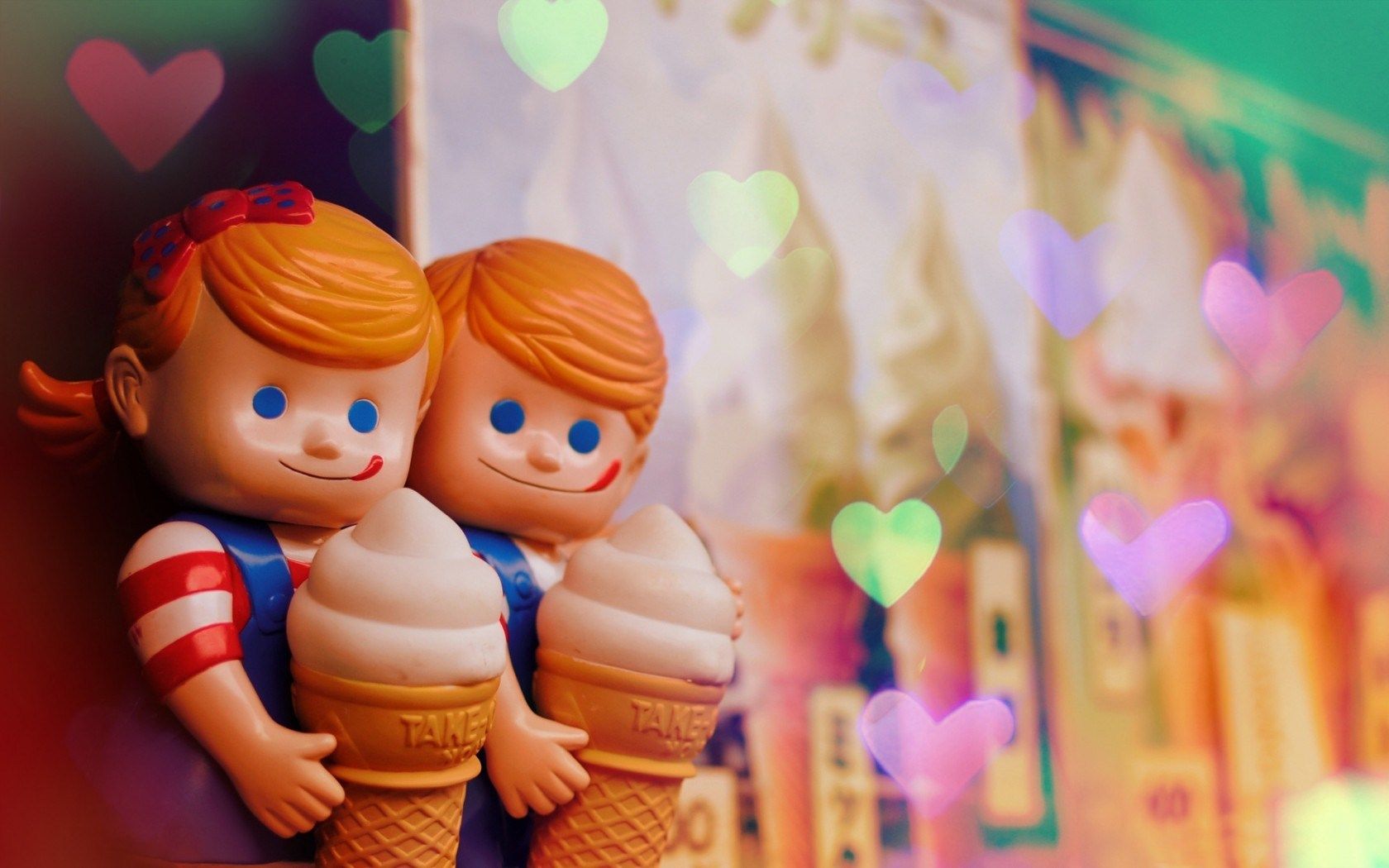 Dolls Girl Boy Ice Cream Hearts wallpaperx1050