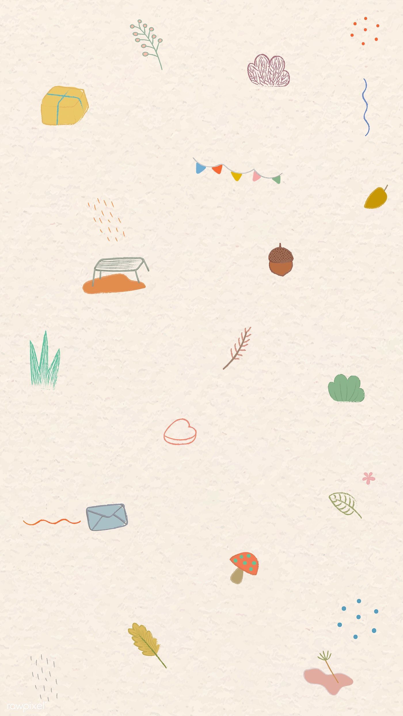 Download premium vector of Cute autumn doodle patterned mobile screen. Doodle patterns, Pastel background wallpaper, Autumn doodles