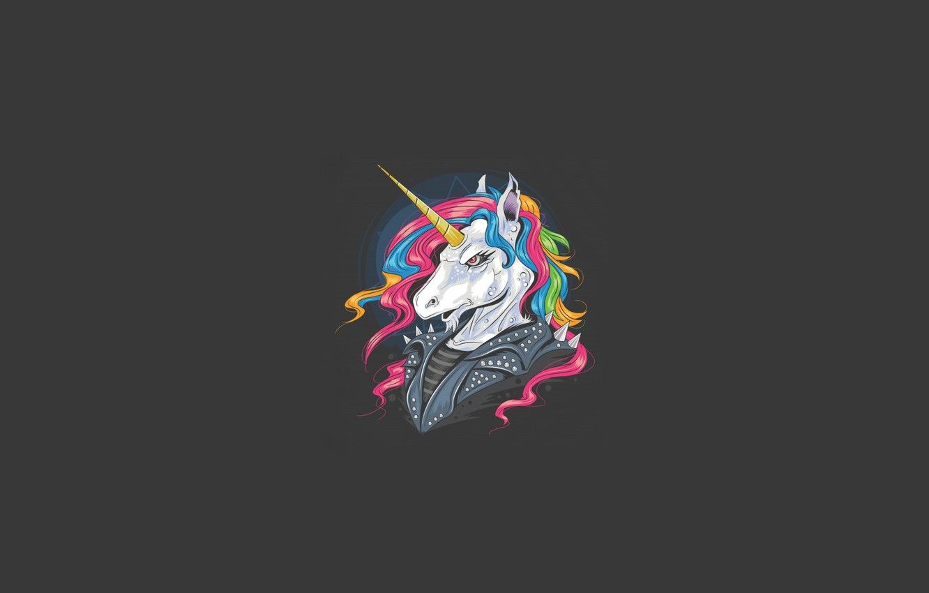 Wallpaper unicorn, black background, Deyasa - for desktop, section минимализм