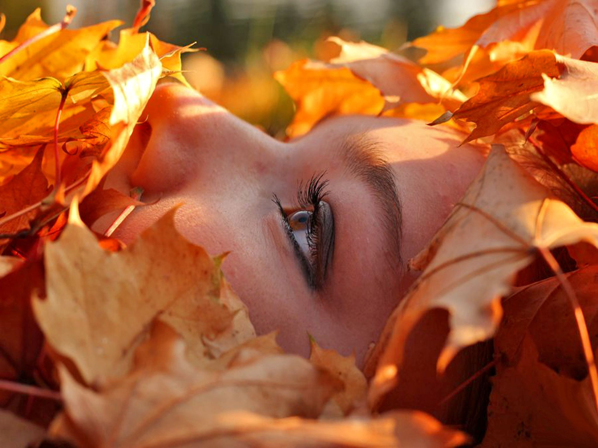 autumn, photography, women, fall, leaves wallpaper