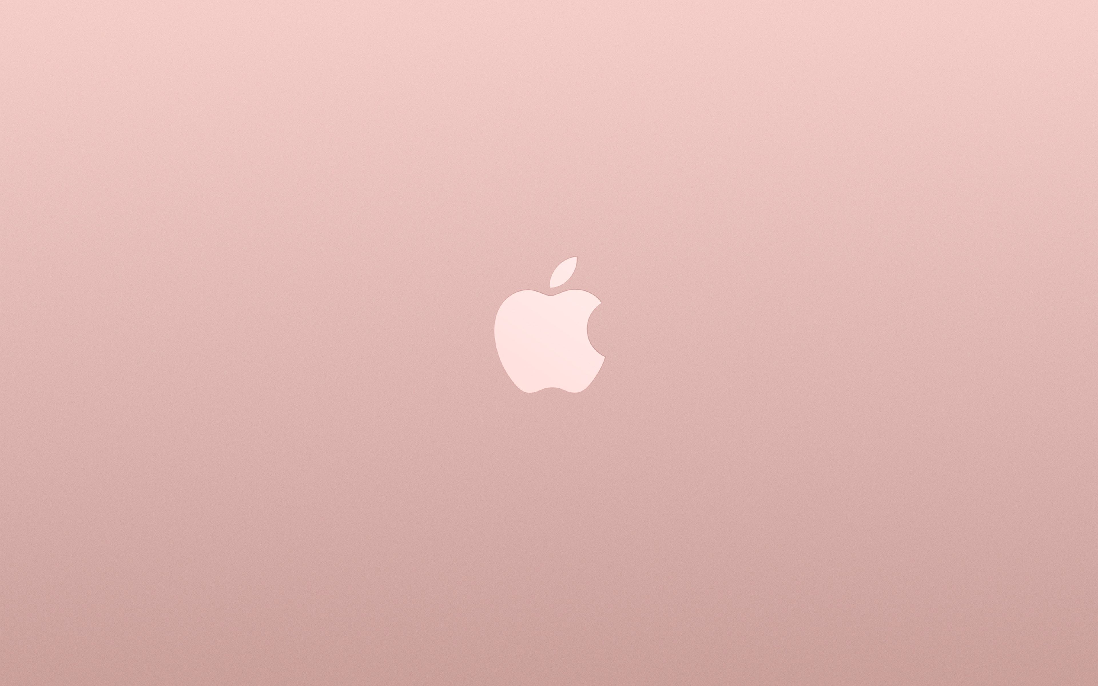 Logo Apple Pink Rose Gold White Minimal Illustration Art Wallpaper