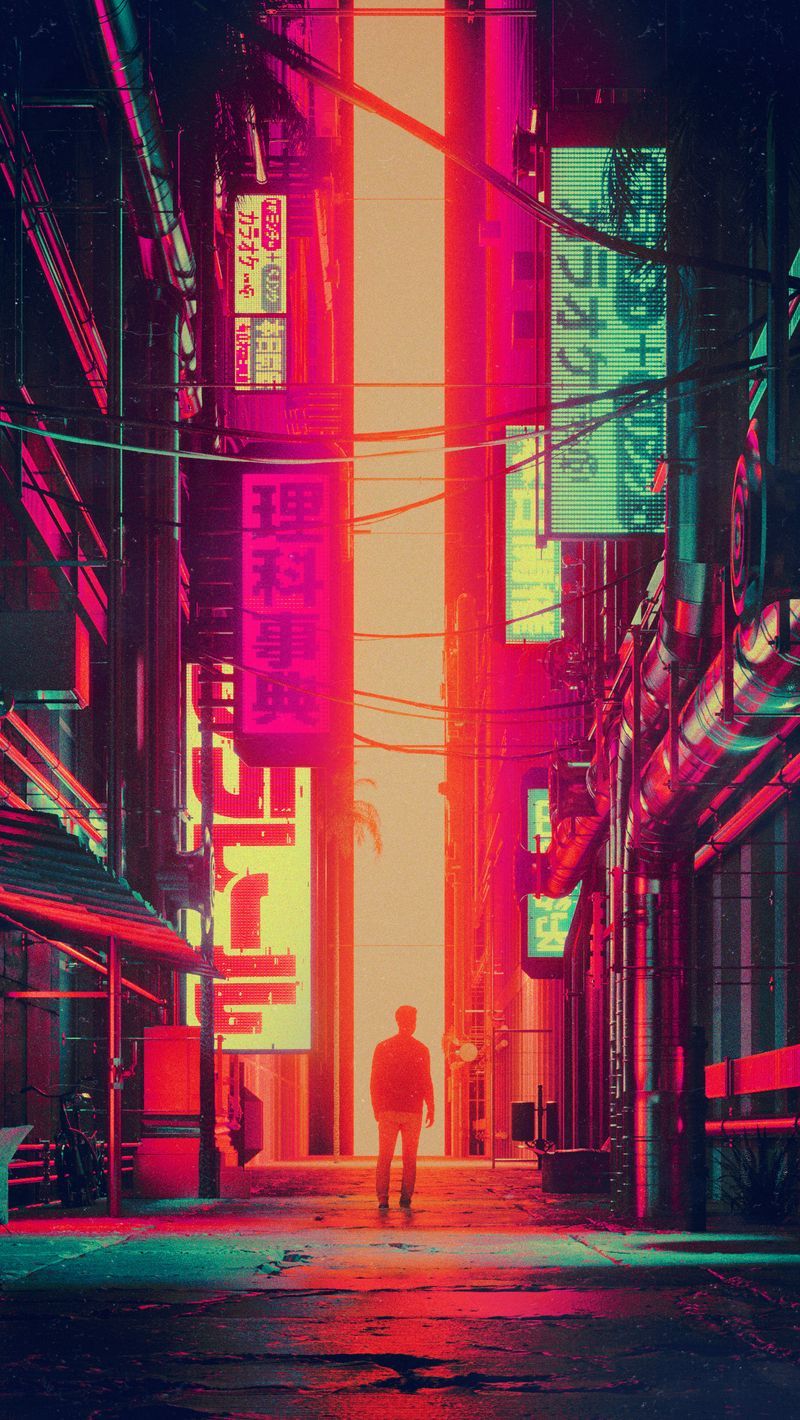 Download Wallpaper 800x1420 Silhouette, City, Street, Art, Futurism Iphone Se 5s 5c 5 For Parallax HD Background