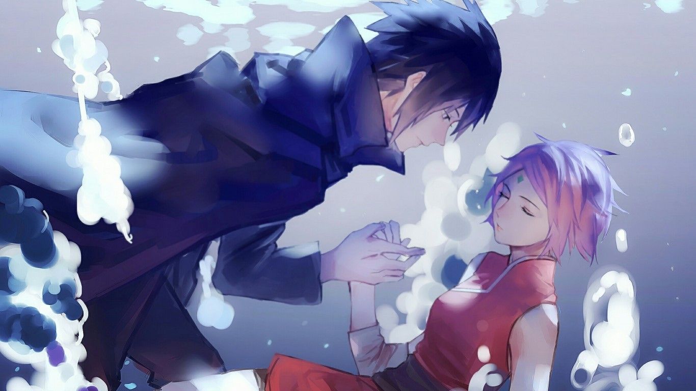 Download 1366x768 Uchiha Sasuke, Haruno Sakura, Naruto Wallpaper for Laptop , Notebook