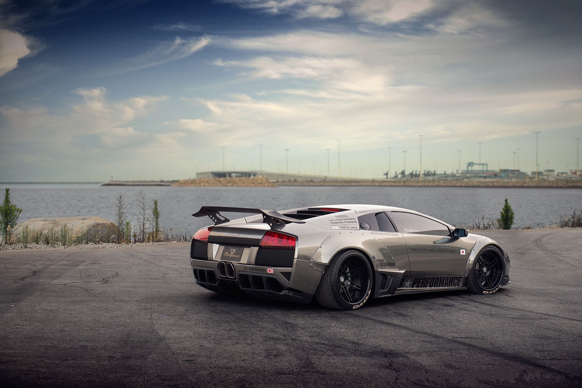 Wallpaper LAMBORGHINI MURCIELAGO LP670 4 SV, Silver Background
