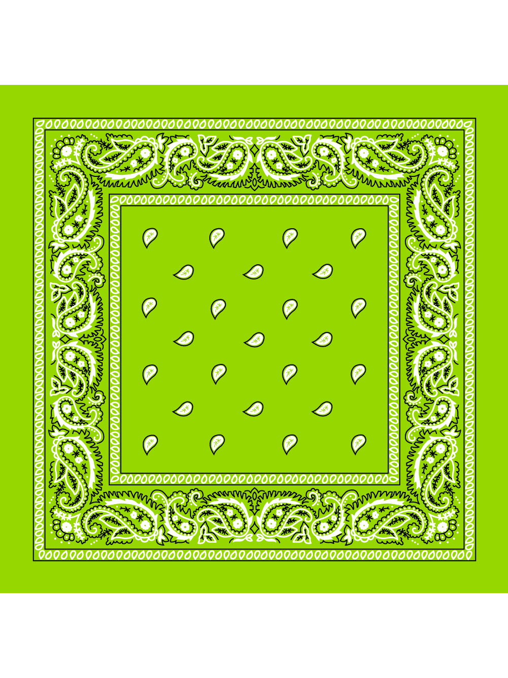BANDANA Green Paisley Bandana Piece 22x22