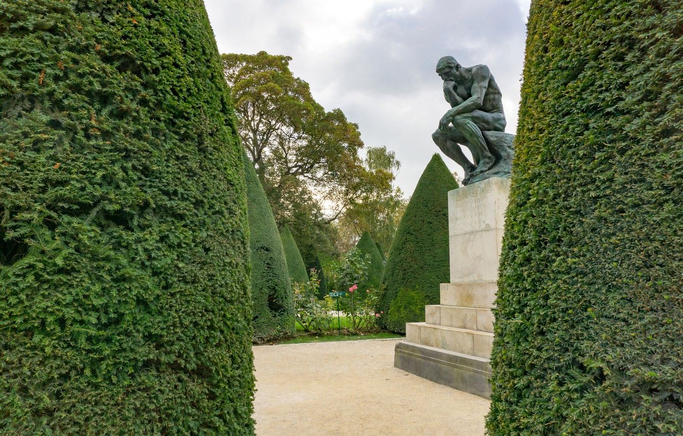 Wallpaper Park, France, Paris, sculpture, Thinker, Auguste Rodin image for desktop, section город