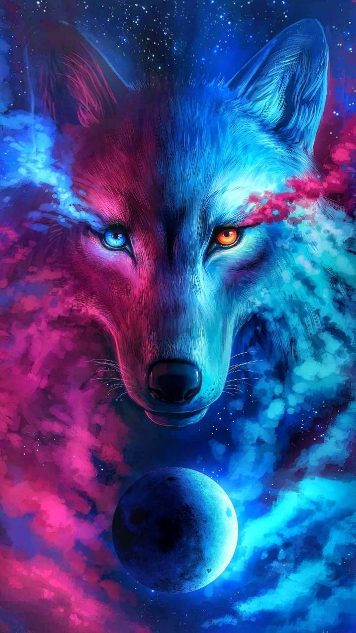 Download wolf Wallpaper by omeruymaz now. Browse millions of popular blue Wallpaper and Ringto. Fantasy wolf, Galaxy painting, Wolf artwork