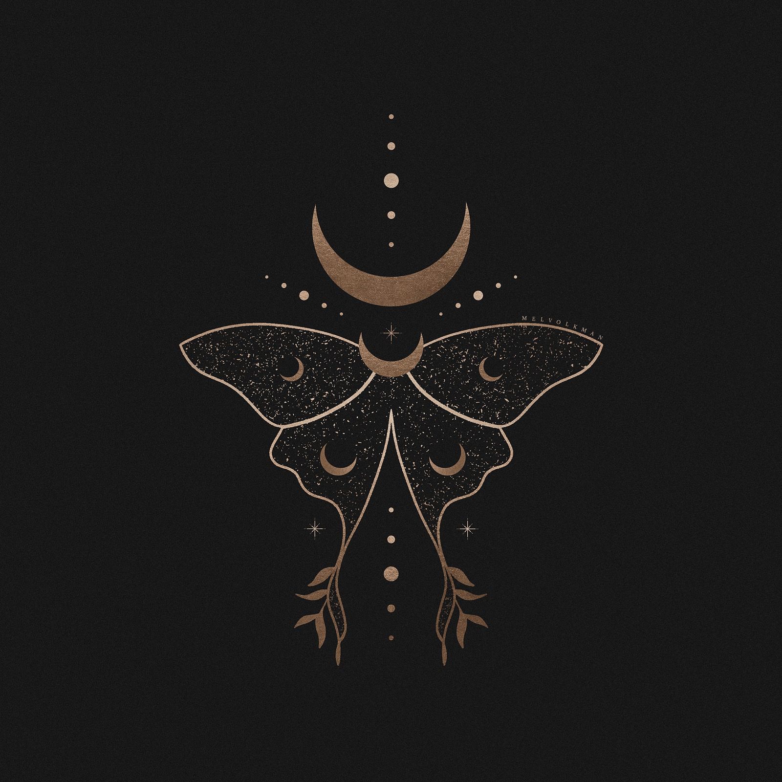 Cosmic Luna Moth Illustration by Mel Volkman. Moth illustration, Moon tattoo, Witch tattoo