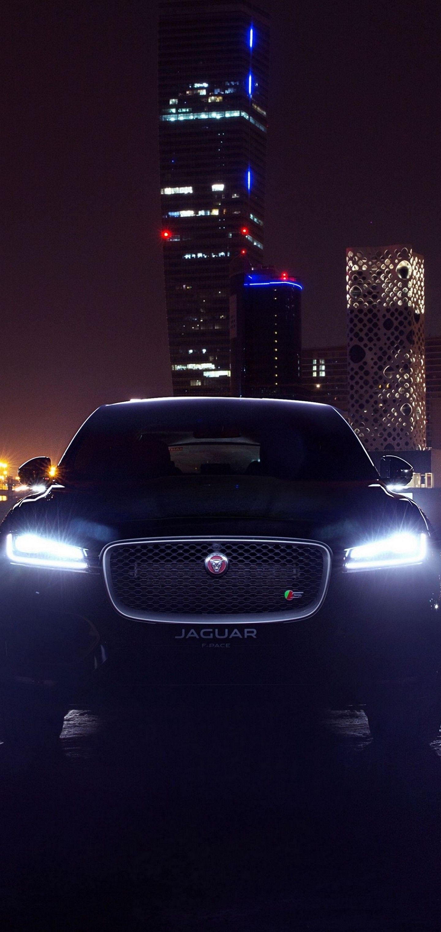 City Jaguar Dark Car Wallpaper - [1440x3040]
