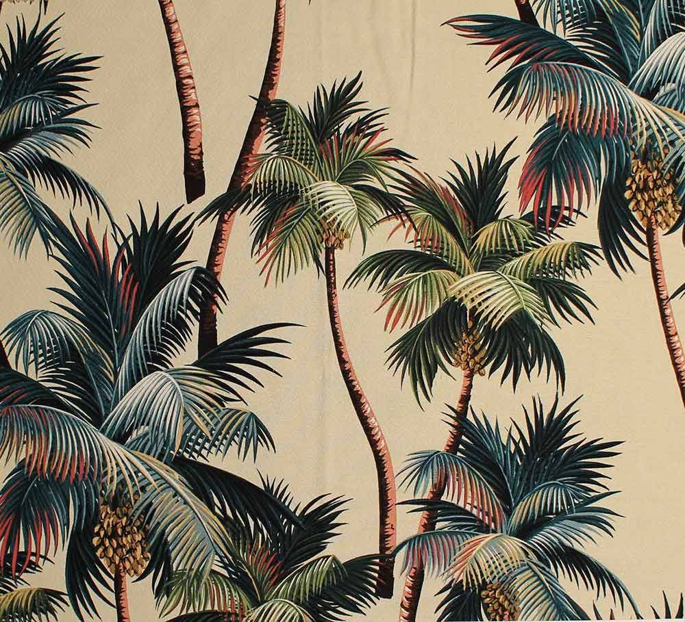 tropical leaf print barkcloth fabrics in 31 colorways. Palm tree pattern wallpaper, Tropical leaf print, Tree graphic