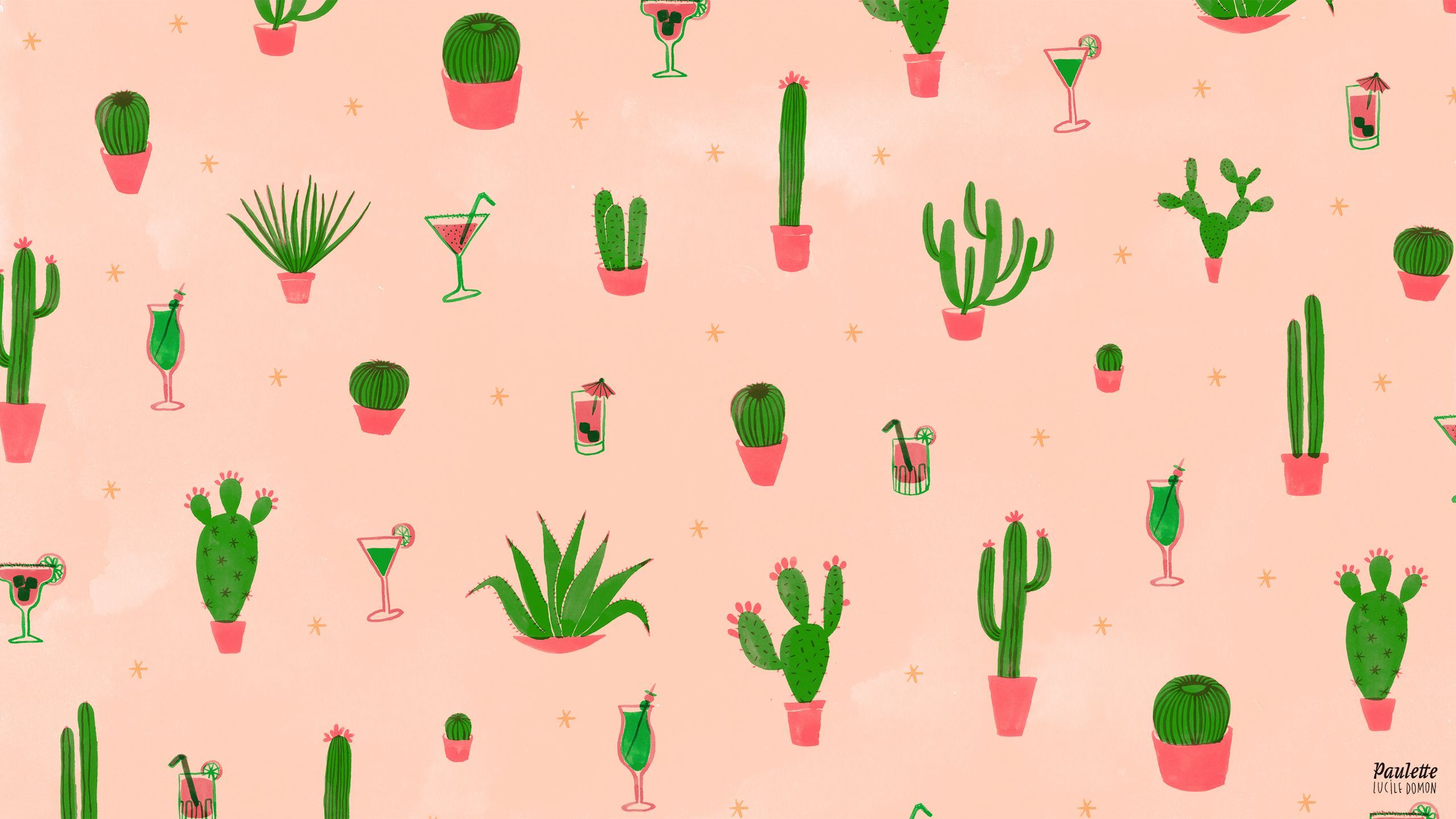Illustration de Lucile Domon. Fondos de cactus, Wallpaper para pc, Fondos de computadora