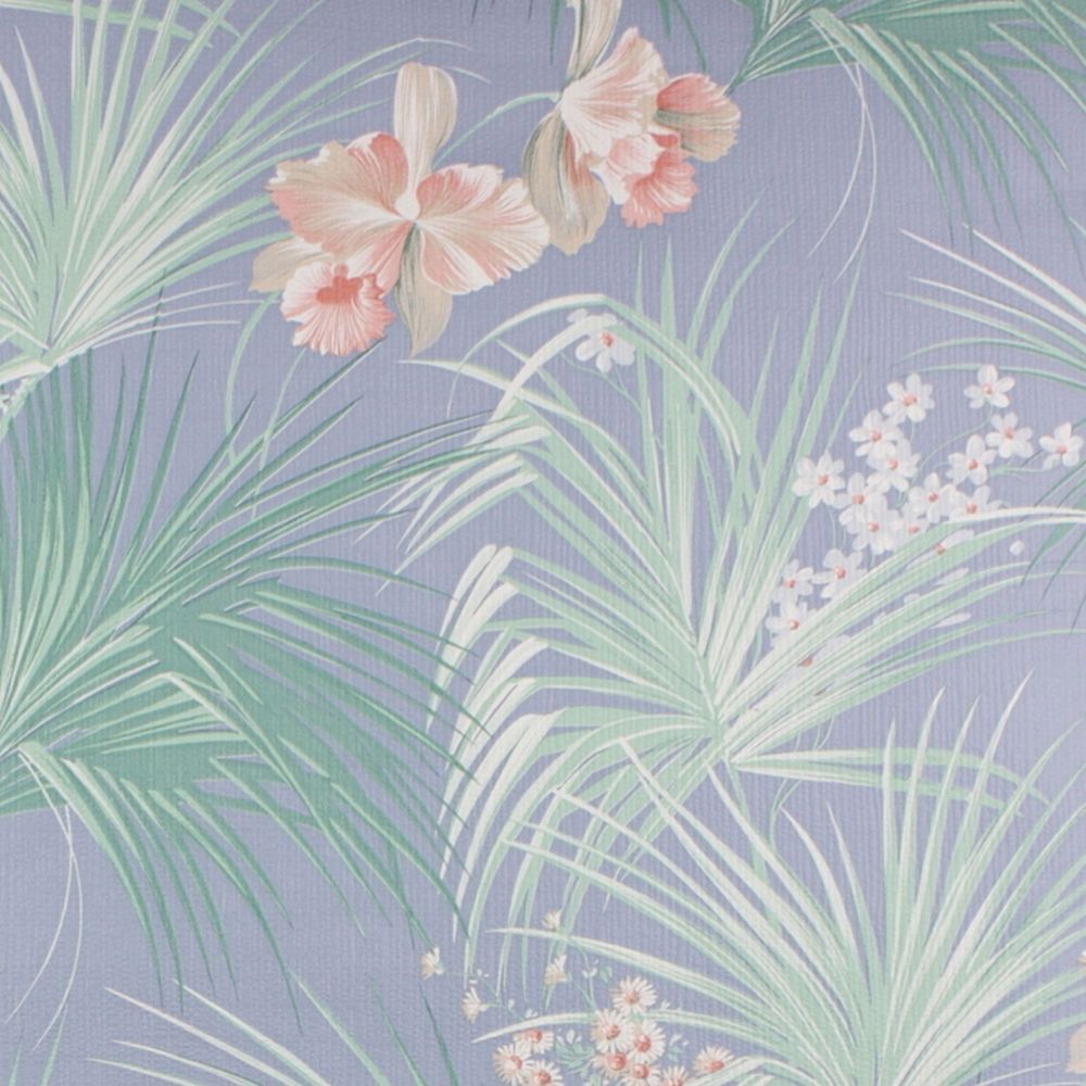 1950s 60s ORIGINAL BLUE TROPICAL Palm Tree Floral Wallpaper Vintage. Floral wallpaper, Vintage wallpaper, Palm wallpaper