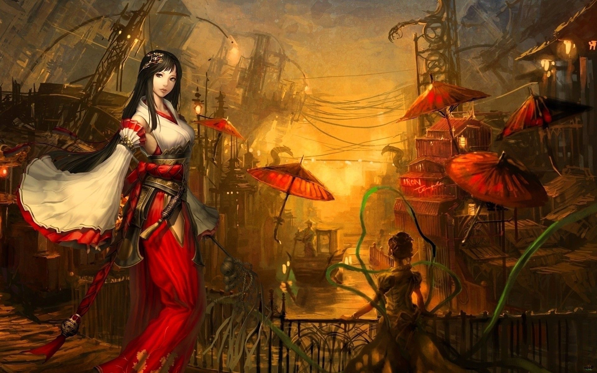 Japanese Woman Red Kimono wallpaper. Japanese Woman Red Kimono