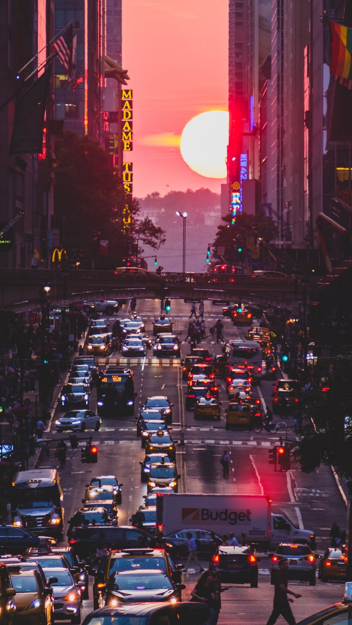 New York City street sunset Mobile Wallpaper Mobile Walls