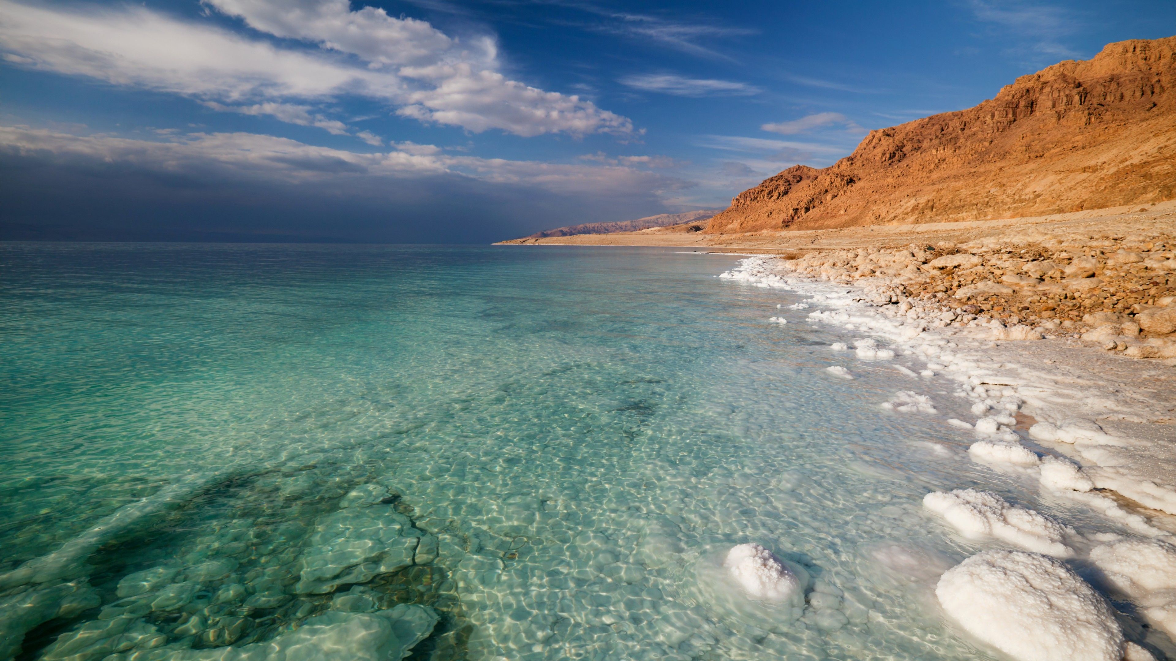 Wallpaper Dead Sea, 5k, 4k wallpaper, Israel, Palestine, Jordan, sea, water, sky, clouds, transparent, salt, Nature
