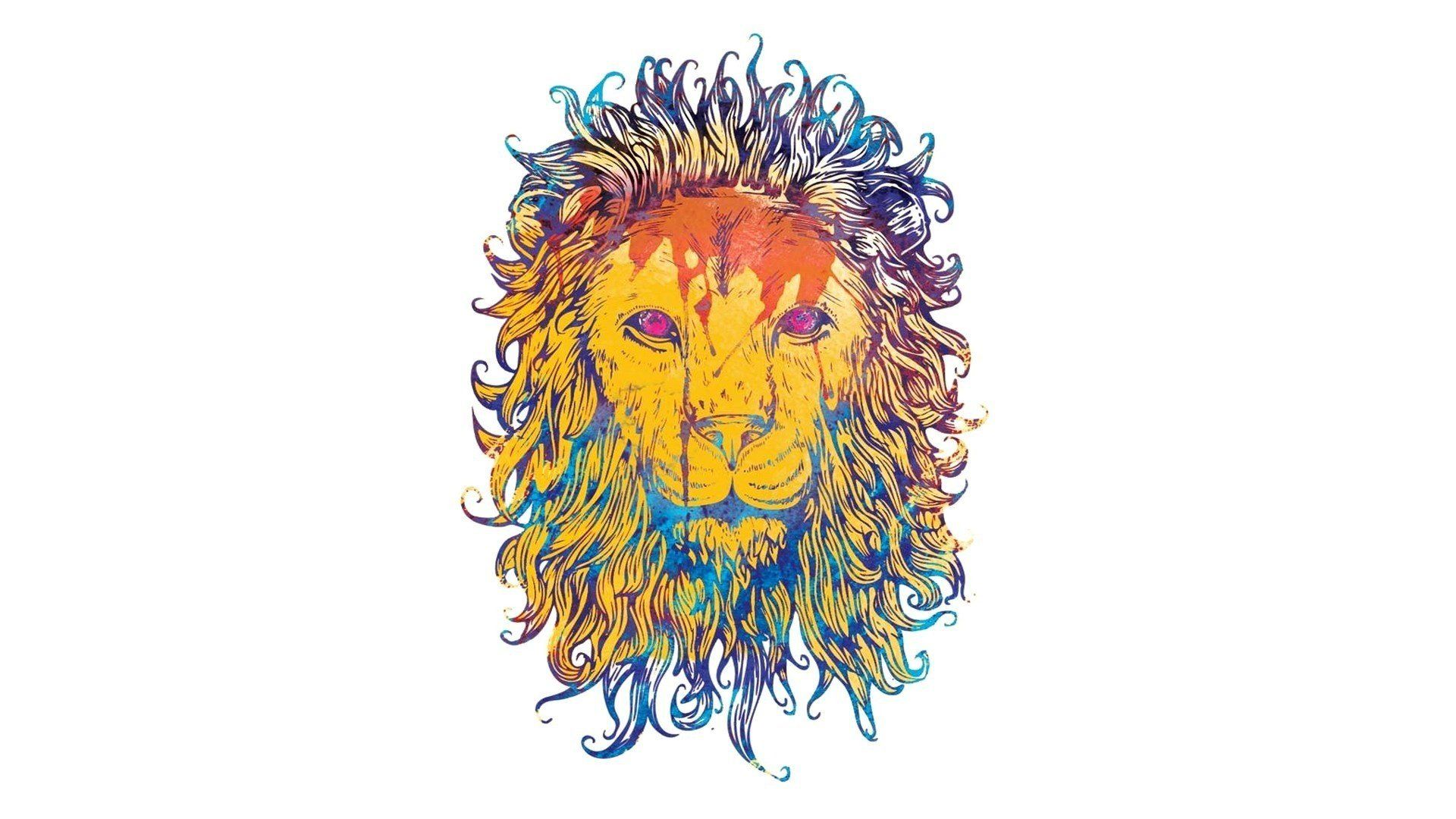 vector, Psychedelic, Lion, Cat, Minimal, Fantasy Wallpaper HD / Desktop and Mobile Background