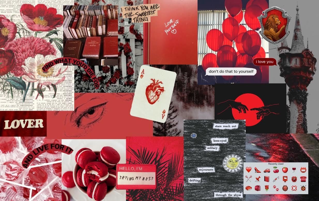 Red Aesthetic Collage Laptop Wallpaper