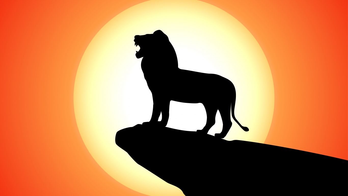 Download 1366x768 wallpaper the lion king, animation movie, silhouette, tablet, laptop, 1366x768 HD image, background, 16093