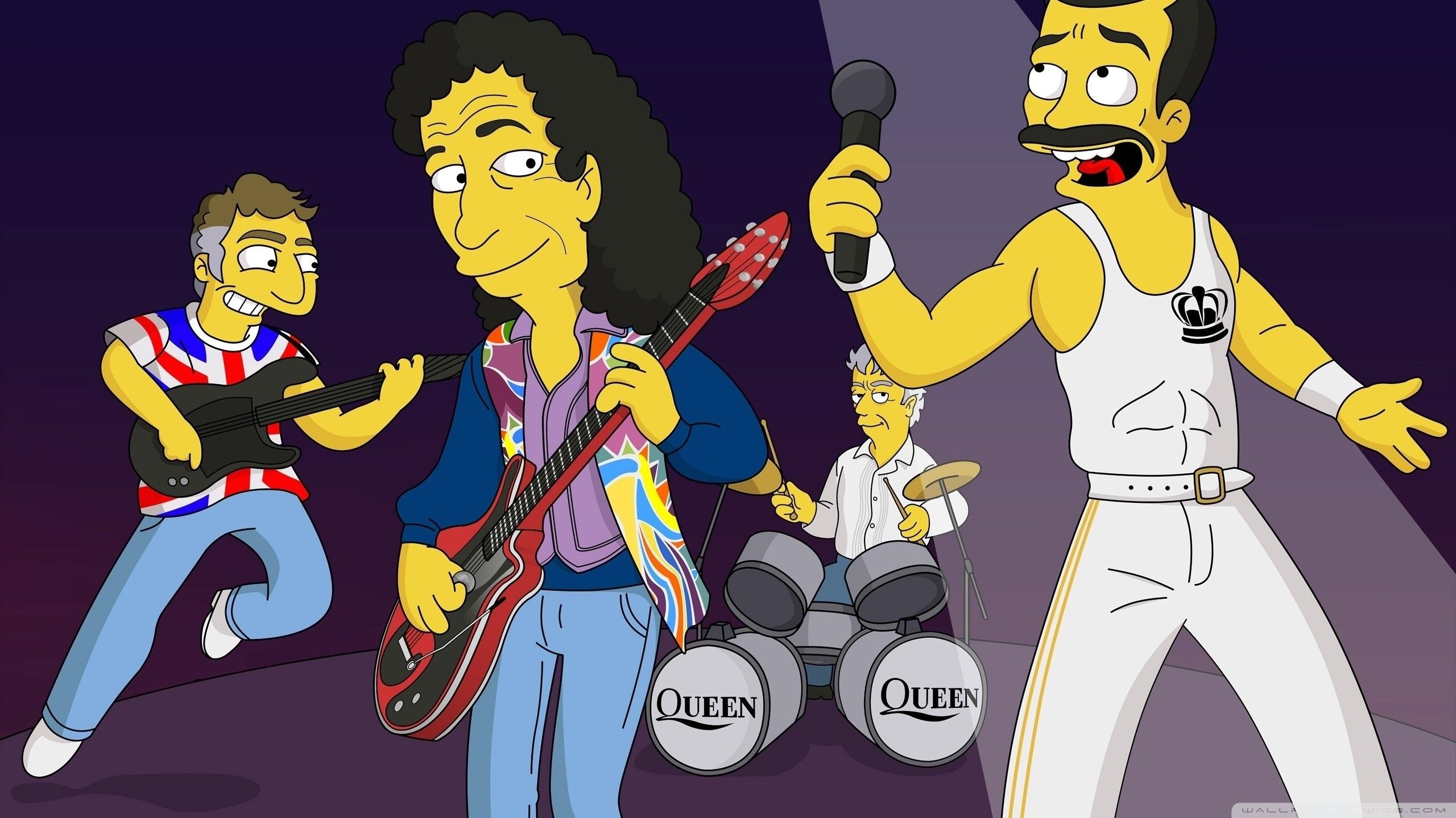 Wallpaper Queen Band Members Concert Action Mercury Simpsons HD Wallpaper