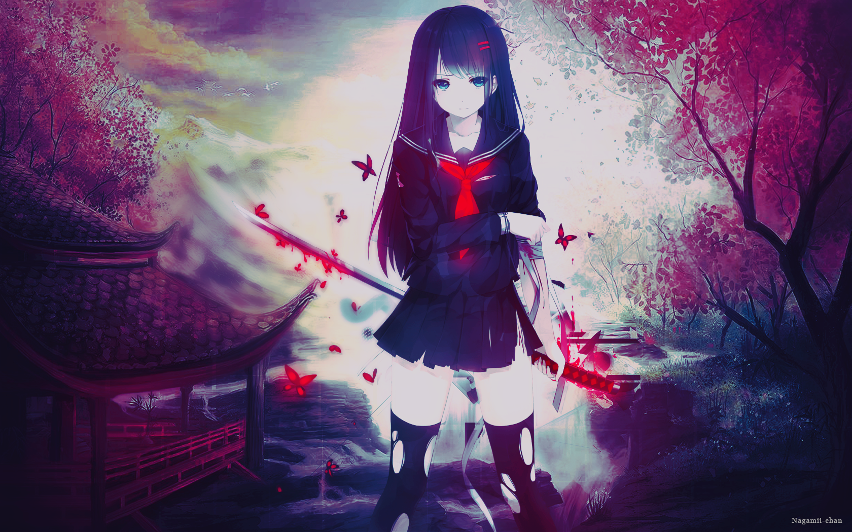 Anime Girl Blo 659 - Bloody Anime Girl Wallpaper