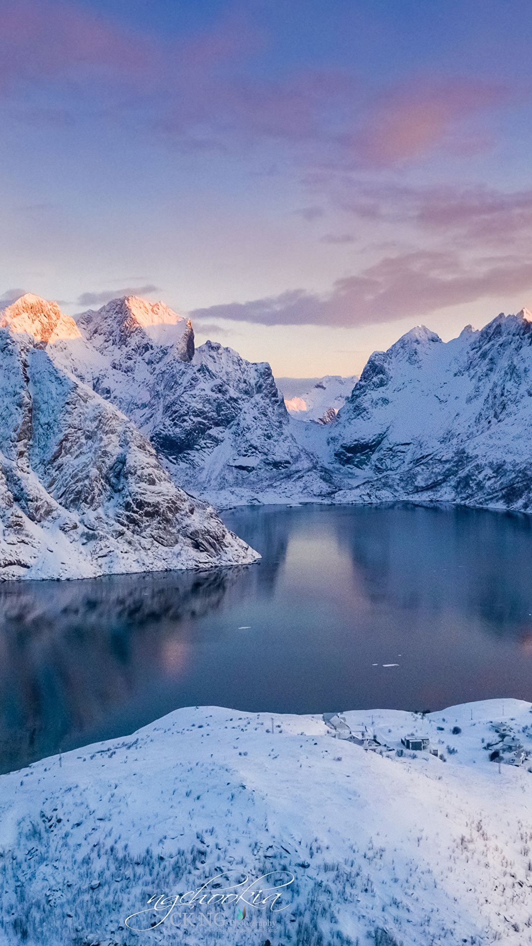 Desktop Wallpaper Lofoten Norway Nature Winter mountain 1080x1920