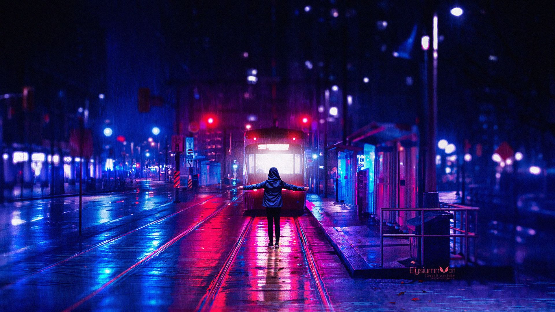 Neon Wallpaper • Wallpaper digital, digital art, artwork, night, city, lights, city lights • Wallpaper For You The Best Wallpaper For Desktop & Mobile