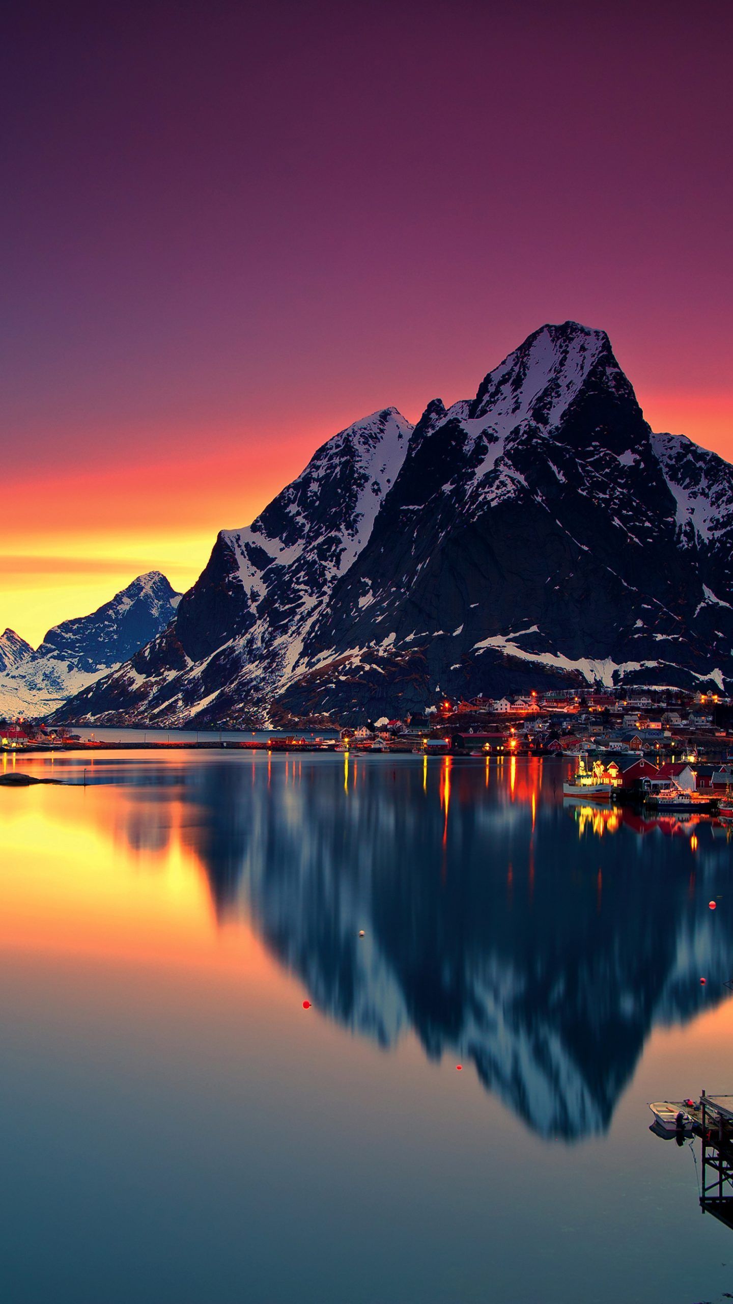 Reinebringen Mountains in Norway Sunset 4K Wallpaper