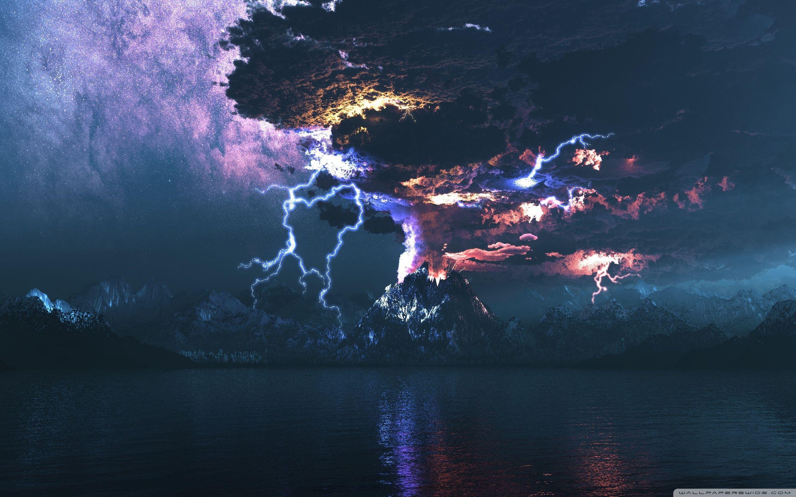 Volcano Eruption Lightning ❤ 4K HD Desktop Wallpaper for 4K Ultra