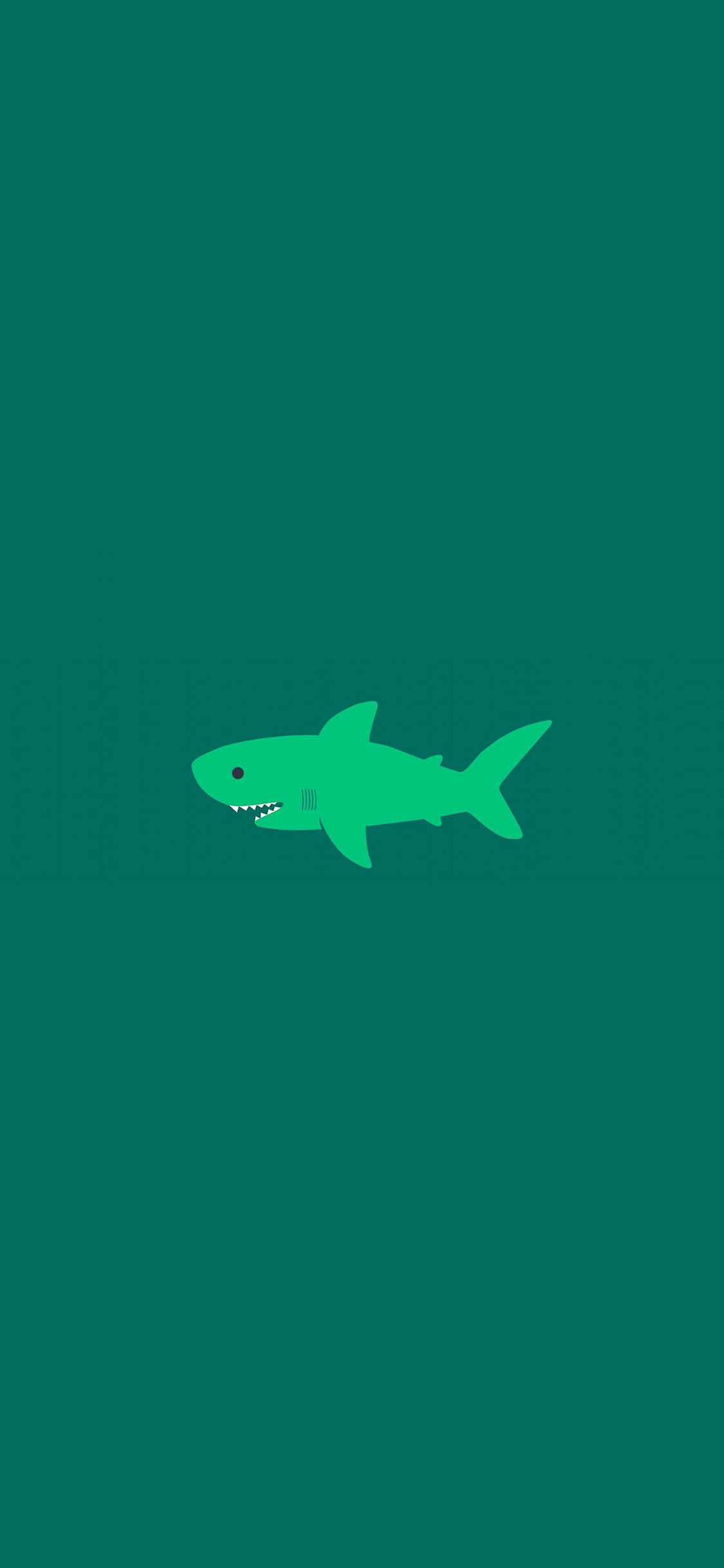 iPhone X wallpaper. little small cute shark green minimal
