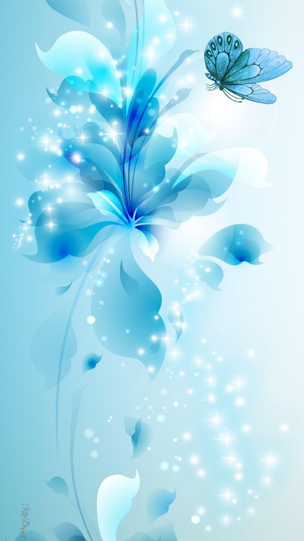 Blue, Turquoise, light, abstract, butterfly, flowers, apple, wallpaper, iPhone, clean, bea. Blue flower wallpaper, Best flower wallpaper, Blue butterfly wallpaper