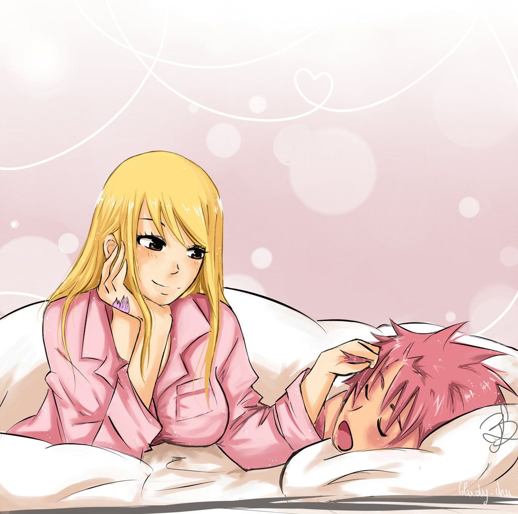 cute anime couple in bed
