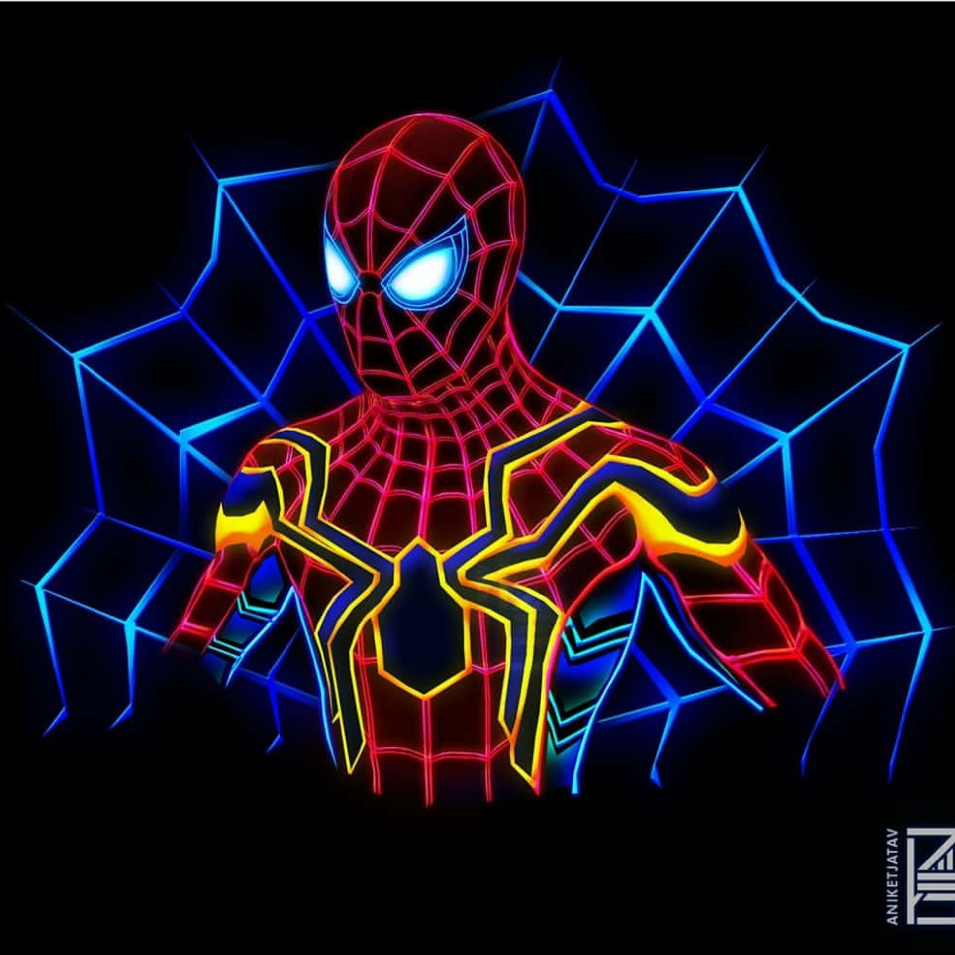 Neon Spider Man. Marvel Artwork, Marvel Wallpaper, Spiderman