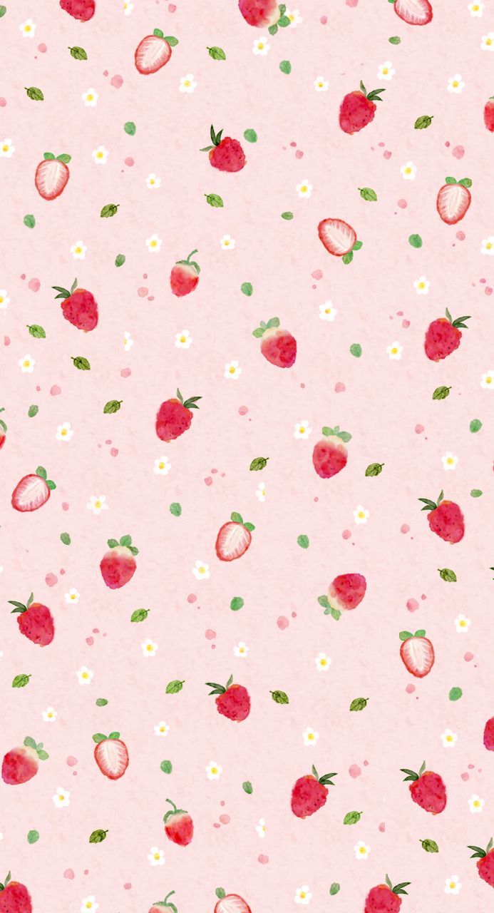 Aesthetic Strawberry Wallpaper  Pink wallpaper backgrounds Aesthetic  iphone wallpaper Iphone wallpaper kawaii