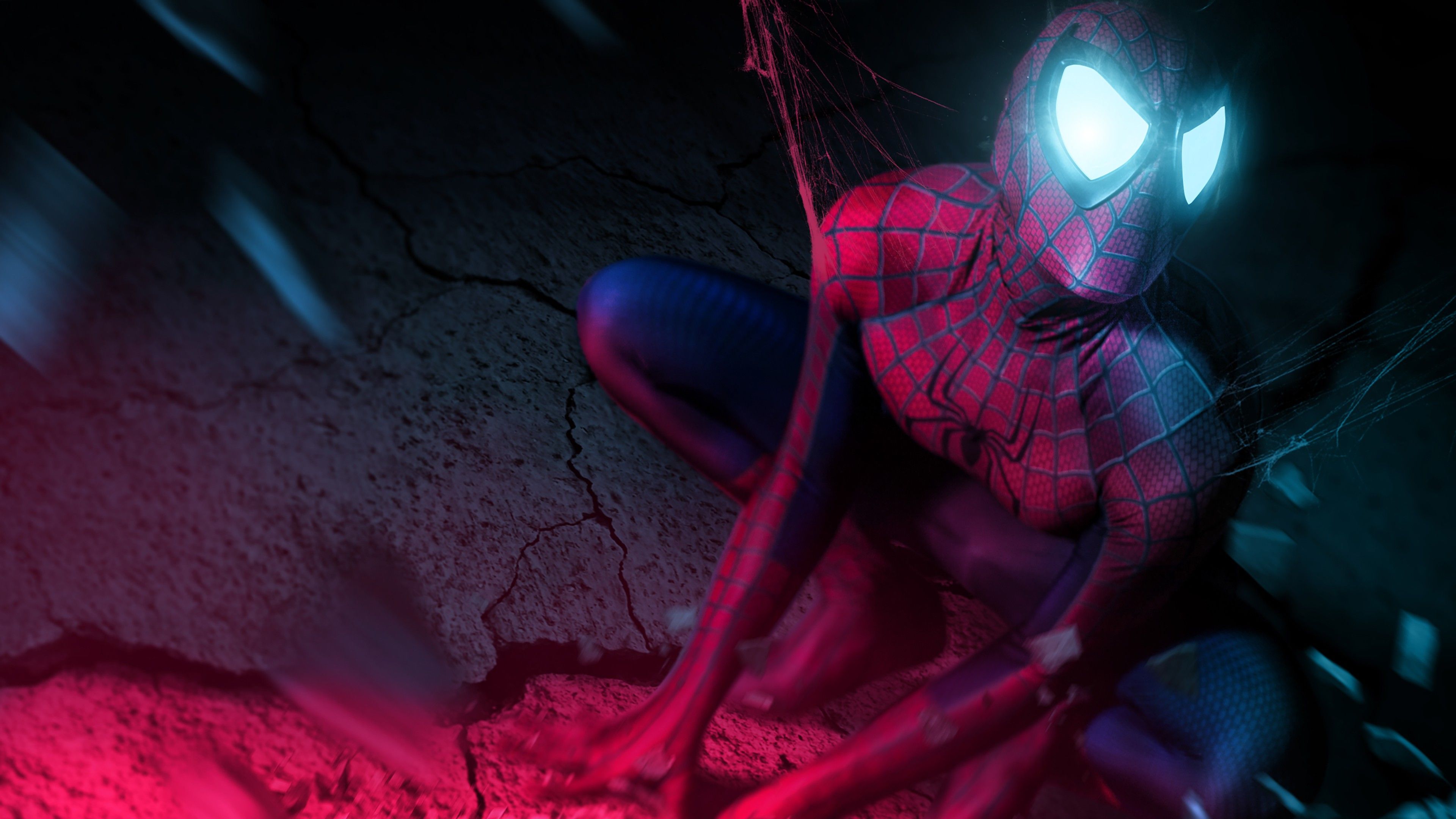 Iron Spider 4K Wallpaper, Spider Man, Neon, Cosplay, Graphics CGI