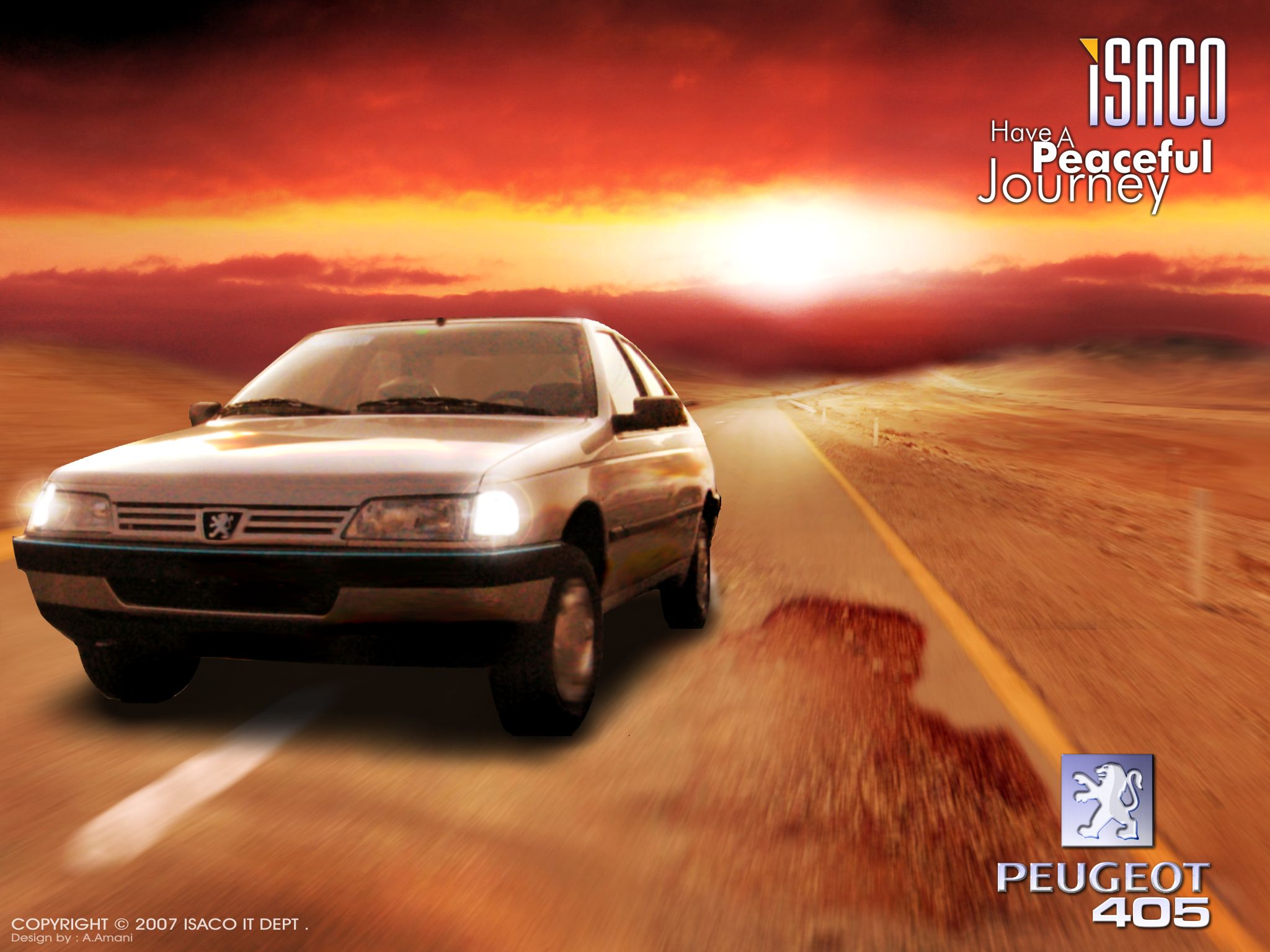 Title: Peugeot 405 Wallpaper Client: ISACO Year: 2003. Graphic design portfolio, Graphic design, Logo design