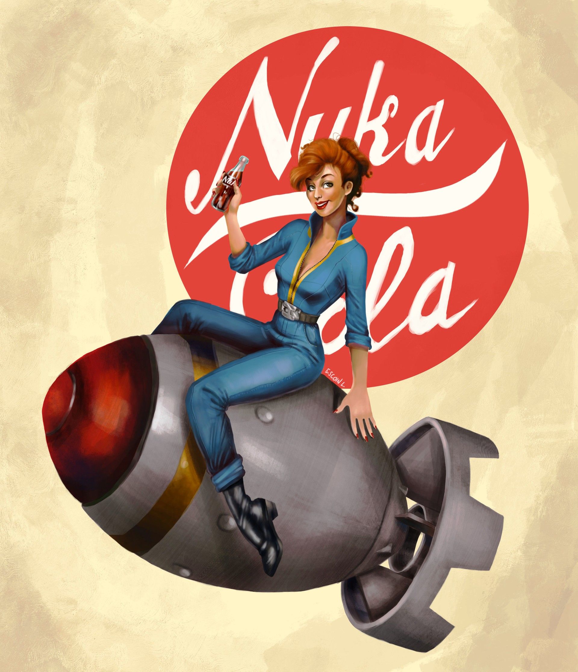 Nuka Cola pinup by Laura Escoin. Fallout art, Fallout posters, Fallout tattoo