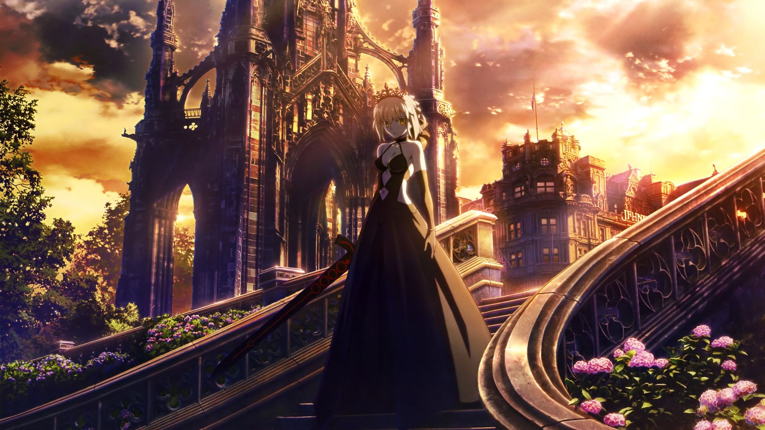 Wallpaper 4k Fate Stay Night Anime Girl Walking Through Stairs 4k Wallpaper, Anime Girl Wallpaper, Anime Wallpaper, Artist Wallpaper, Artwork Wallpaper, Digital Art Wallpaper, Fate Stay Night Wallpaper, Hd Wallpaper