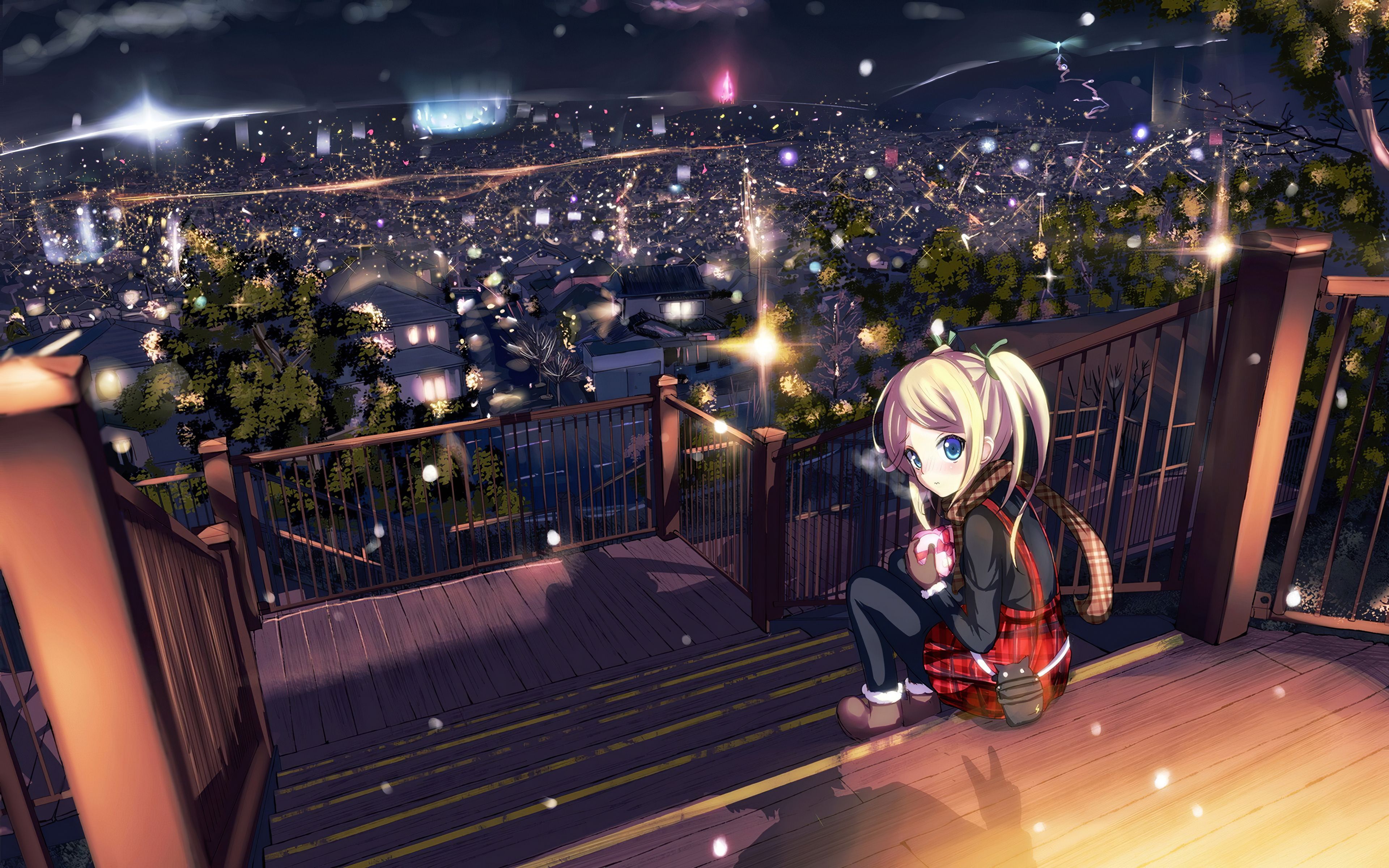 Sitting On Stairs Anime Girl 4k, HD Anime, 4k Wallpapers, Image, Background...