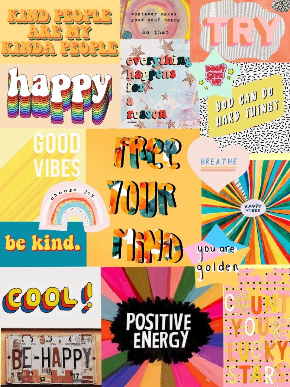 inspo #happy #collage #positivity. Aesthetic iphone wallpaper, Cute emoji wallpaper, Collage background