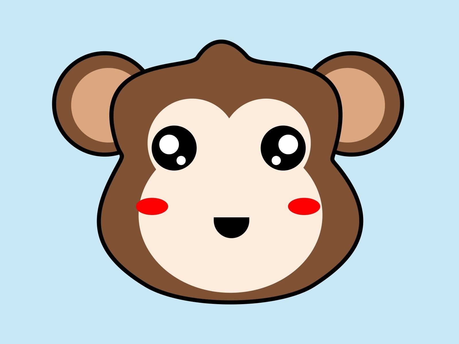 cute monkey face kawaii illustration