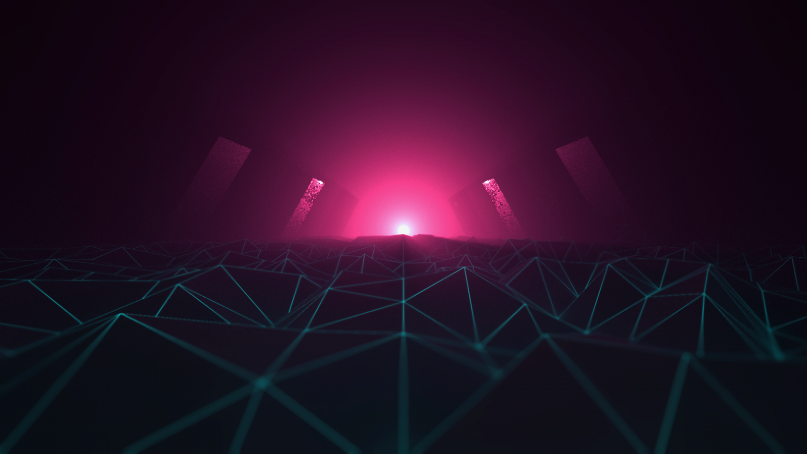 Download 1600x900 Synthwave, Retro Wave, Neon Light, Path Wallpaper