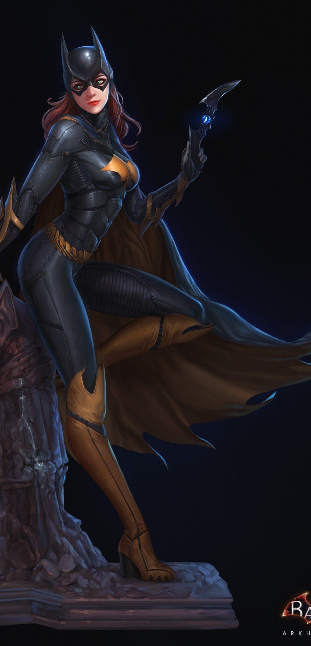 Download 1080x2246 Batgirl, Batman Arkham Knight, Bodysuit, Cape, Artwork, Mask Wallpaper for Xiaomi Pocophone F1, Asus ZenFone 5Z