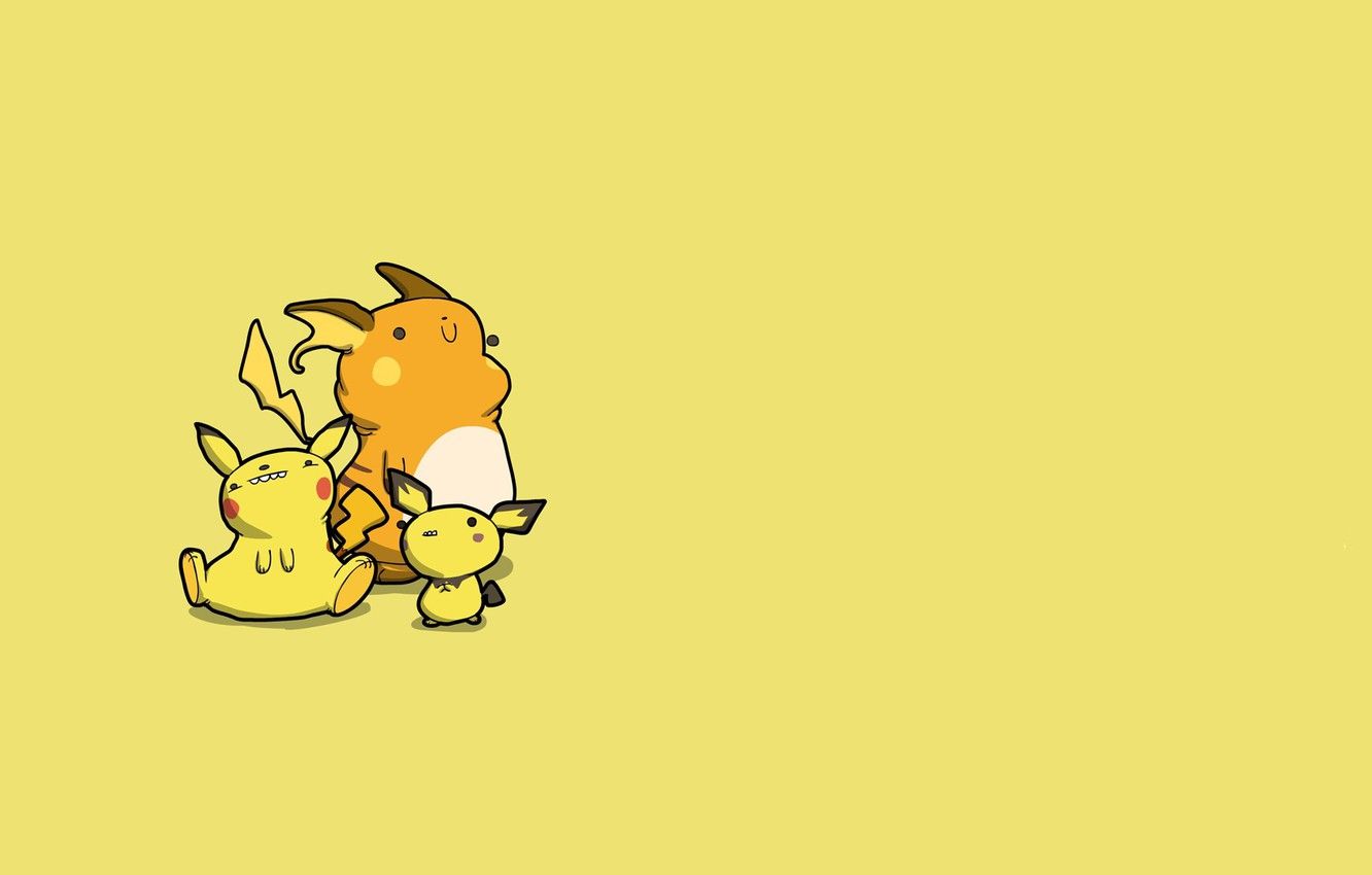 Wallpaper mouse, Pikachu, caricature, electric, pokemon, pokemon, Pikachu, Pichu, the Rajcza, Raichu, Pichu image for desktop, section минимализм