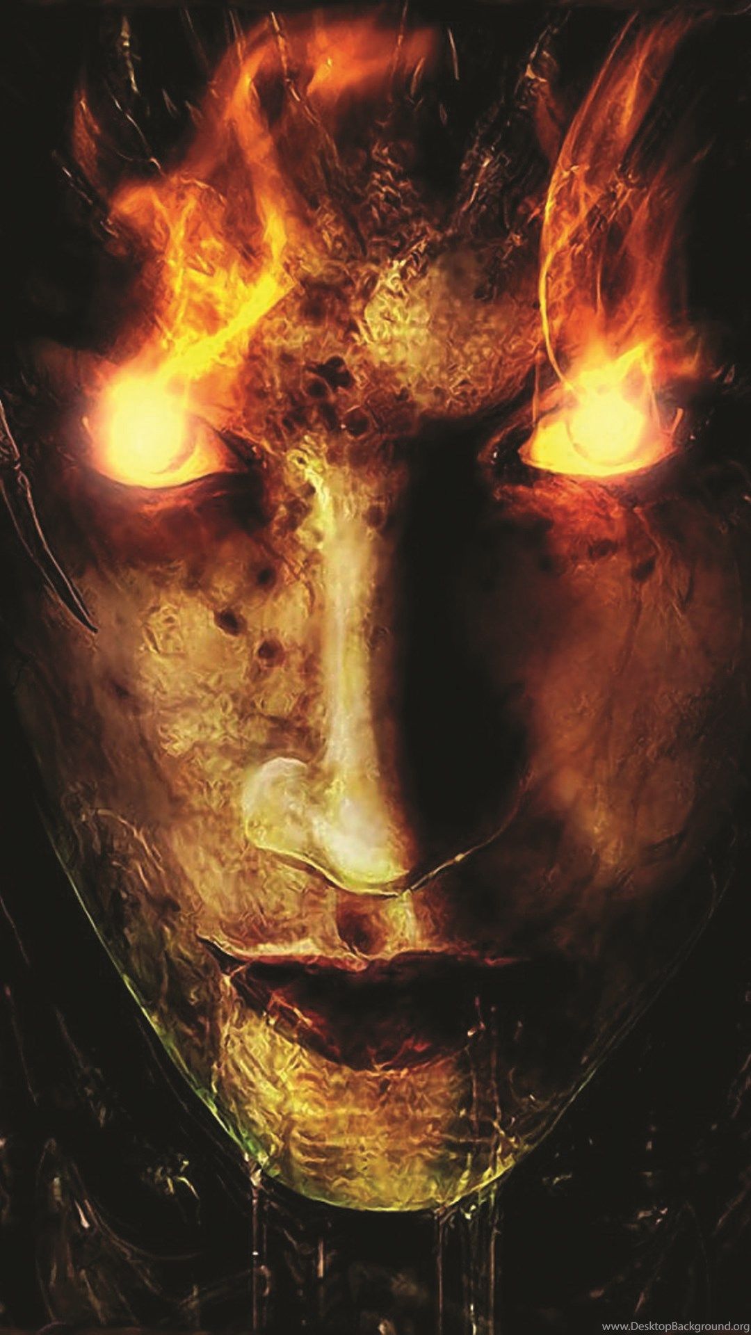Fire Demon Glowing Eyes Halloween Android Wallpaper Free Download Desktop Background